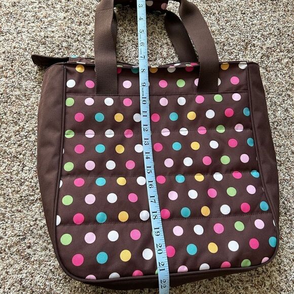 Pottery Barn Brown Polka Dots Travel Tote Bag and Small Toiletry Cosmetic Bag - Picture 11 of 14